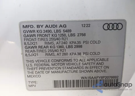 2023 Audi Q5 Sportback Premium Plus 45 Tfsi S Line Quattro S Tronic from USA, damaged, VIN WA15AAFY6P2076692